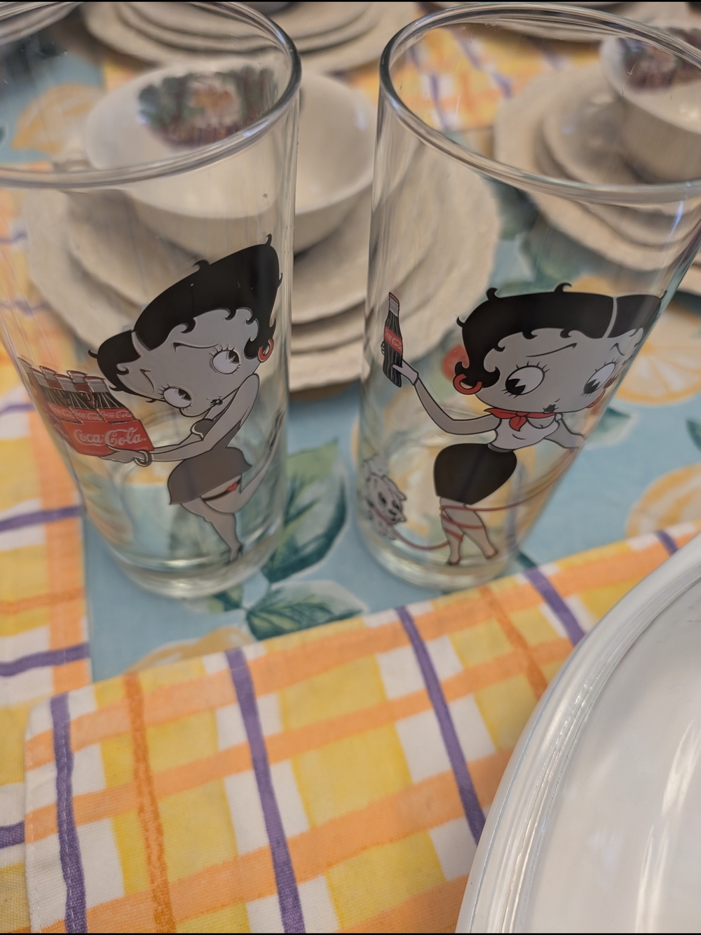 Betty Boop Coca-Cola Glasses - Black and Red Vintage Style (Set of 2)